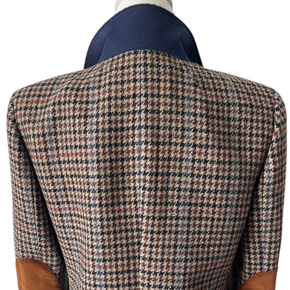 J. Crew Rhodes Blazer Jacket Wool Tweed Houndstooth Elbow Patches Brown Size 12 - Picture 10 of 11